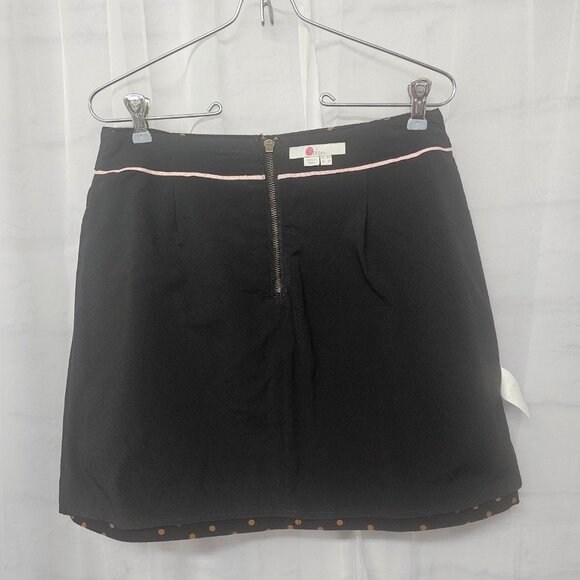 Boden Mini Skirt Velour Black Rust Polka Dot Mod Twee Retro 6P - Picture 6 of 10